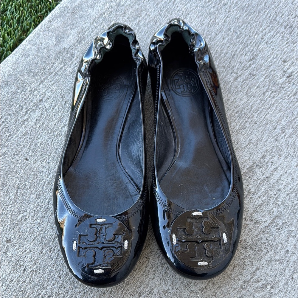 Tory Burch Black Ballet Flats with Bow Detail